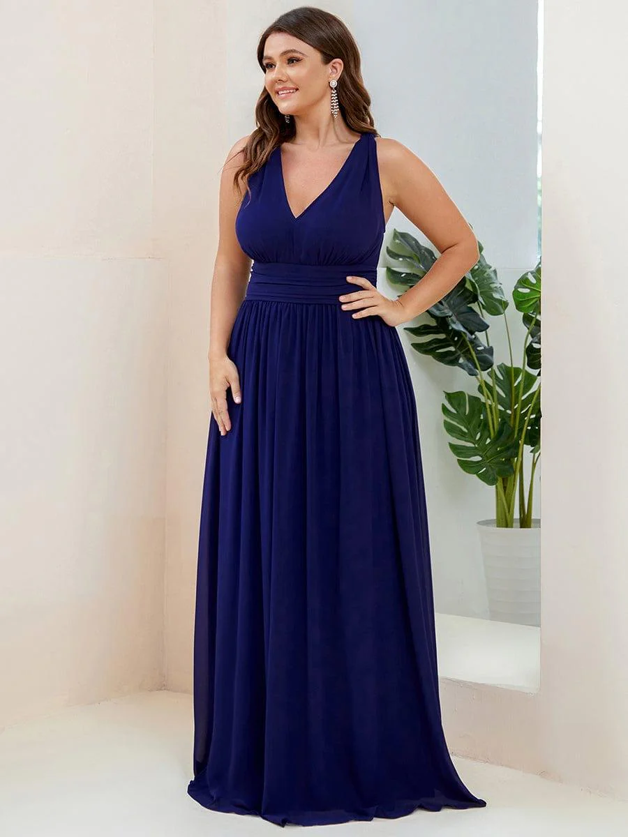 pretty HUSH|Plus Size Sleeveless V-Neck Chiffon Maxi Bridesmaid Dress - Image 30