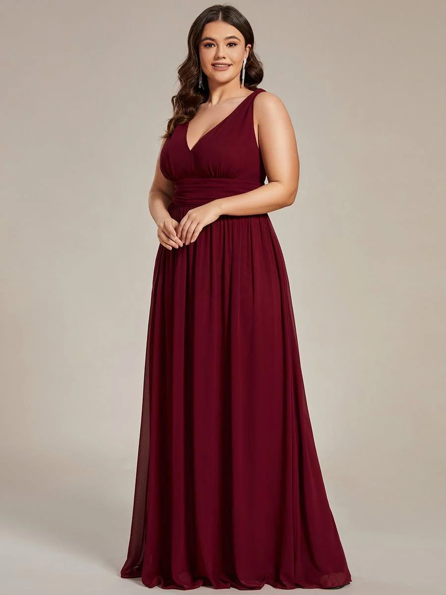 ever HUSH|V Neck Sleeveless Pleated Chiffon Evening Dress - Image 36