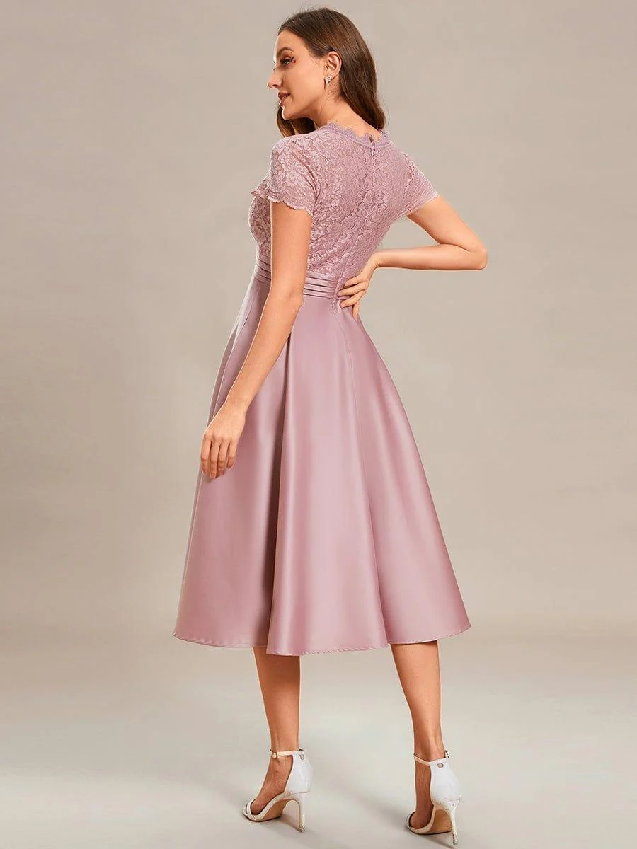 ever HARLEY|Embroidered Floral V Neck Short Sleeves Midi A-Line Formal Dress - Image 36