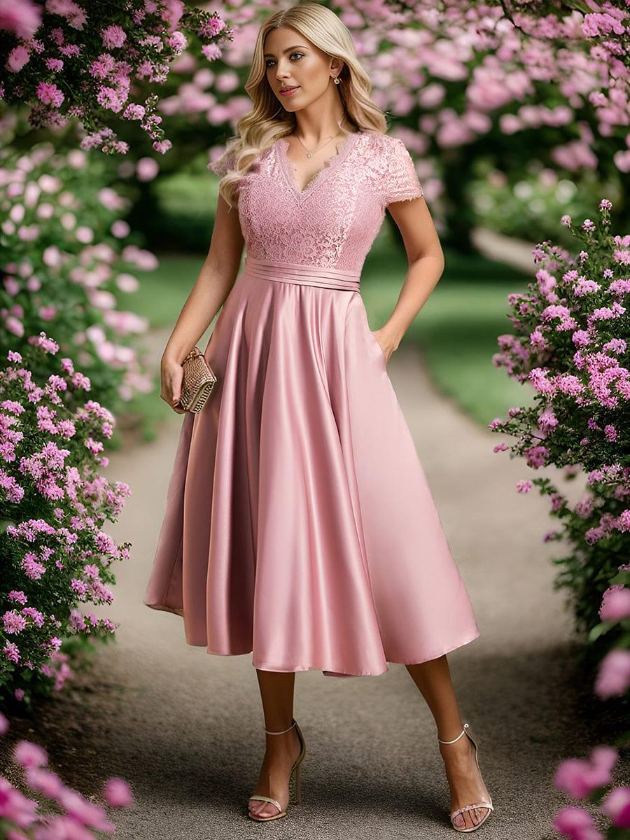 ever HARLEY|Embroidered Floral V Neck Short Sleeves Midi A-Line Formal Dress - Image 40