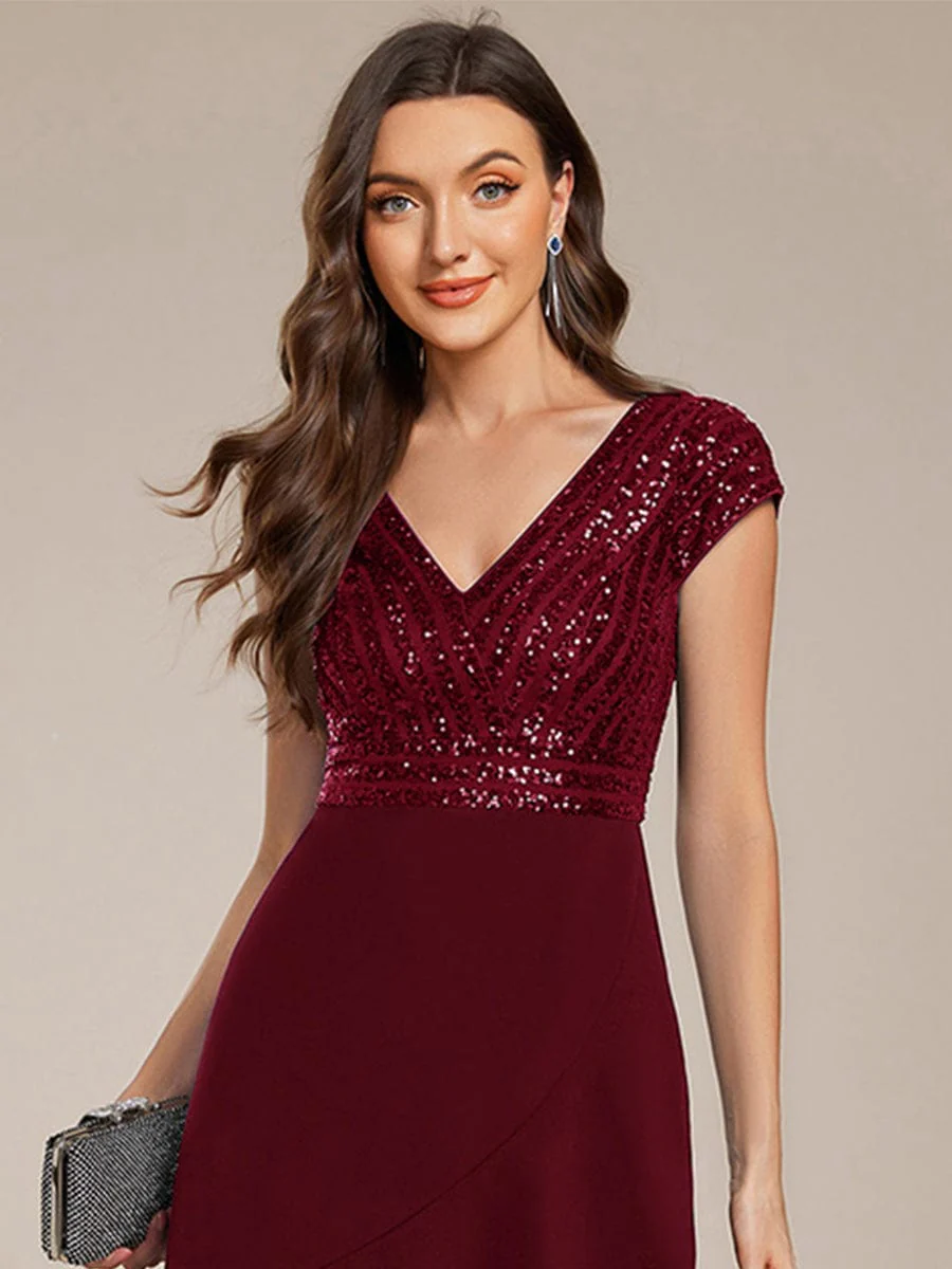 ever BAYLOR|Short Sleeve Sequin Asymmetrical Midi Evening Dress - Image 26