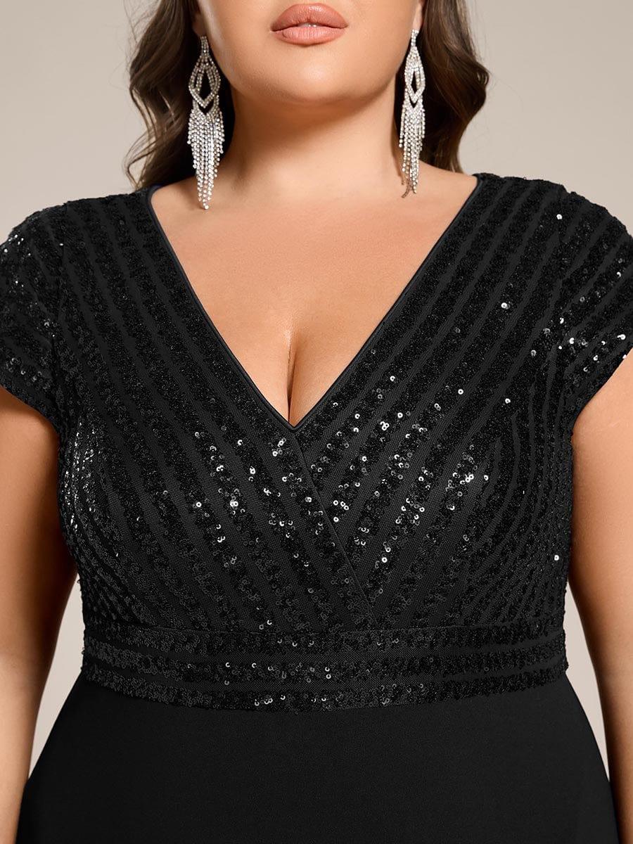 ever BAYLOR|Short Sleeve Sequin Asymmetrical Midi Evening Dress - Image 8
