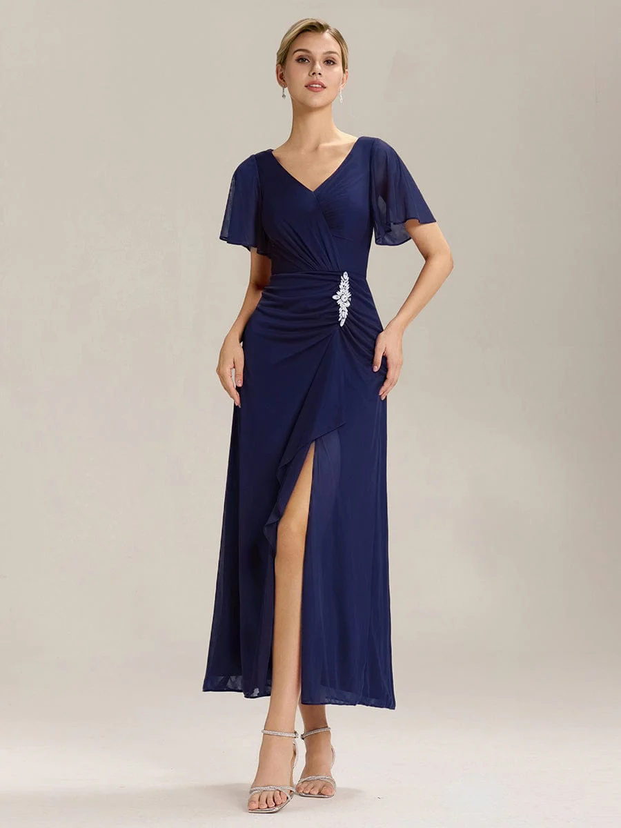 ever MARIEL|Rhinestone Embellished Chiffon Ruffle Sleeve Mother of the Bride Dress - Image 21