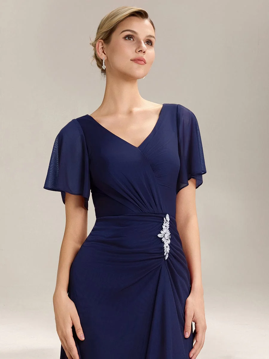ever MARIEL|Rhinestone Embellished Chiffon Ruffle Sleeve Mother of the Bride Dress - Image 23