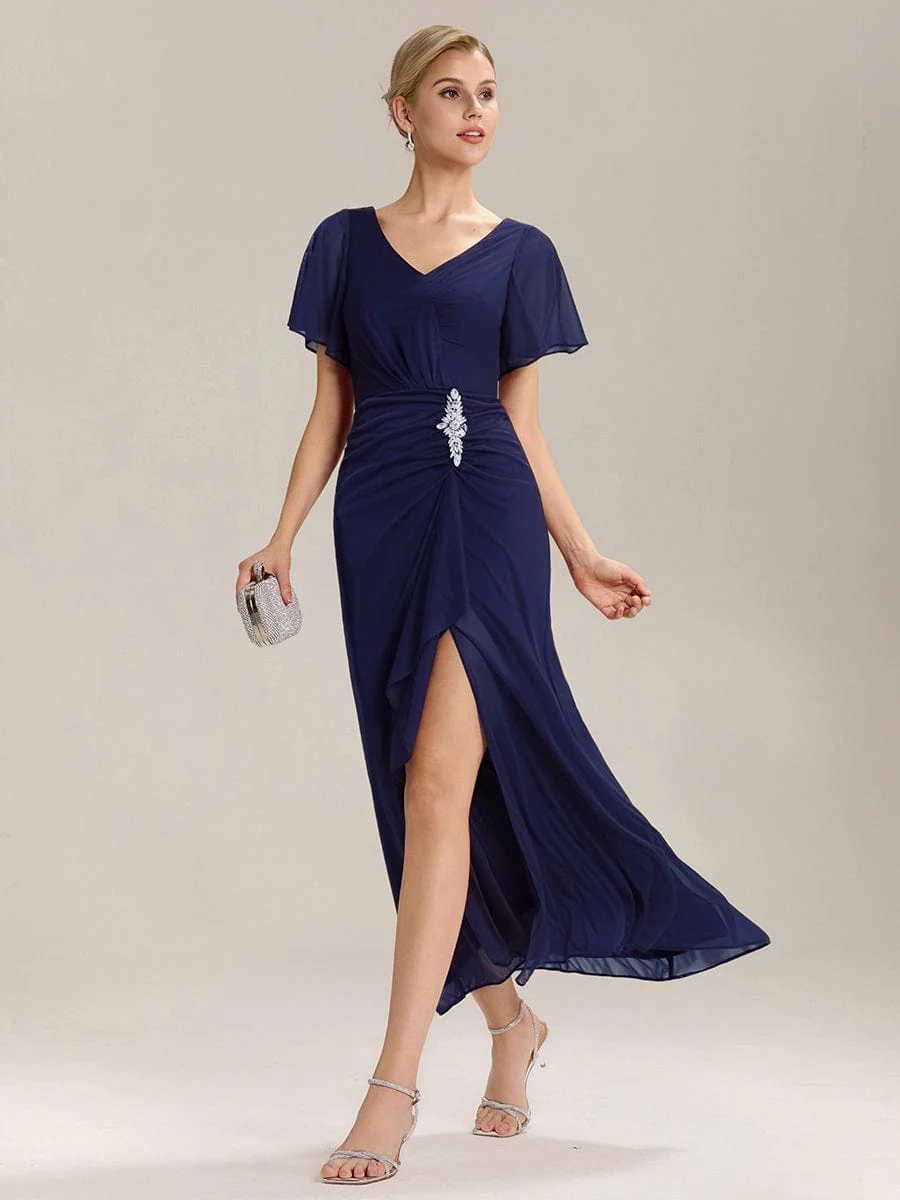 ever MARIEL|Rhinestone Embellished Chiffon Ruffle Sleeve Mother of the Bride Dress - Image 25