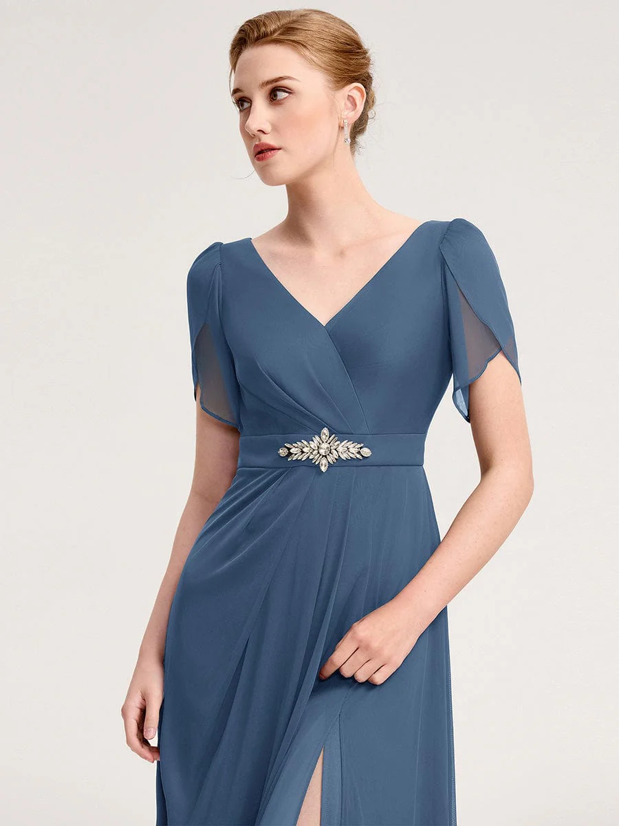 ever NOAH|Rhinestone Embellished Chiffon Ruffle Sleeve Mother of the Bride Dress - Image 13