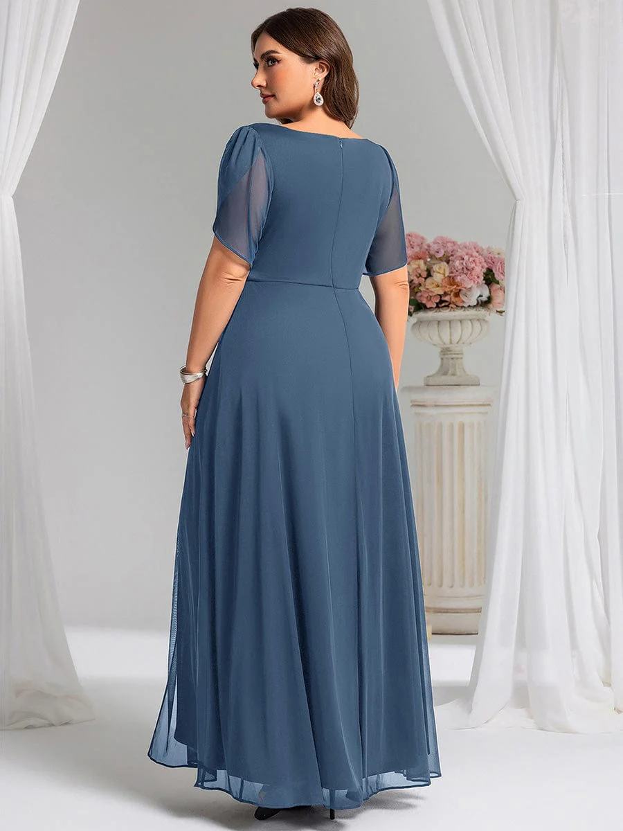 ever NOAH|Rhinestone Embellished Chiffon Ruffle Sleeve Mother of the Bride Dress - Image 17