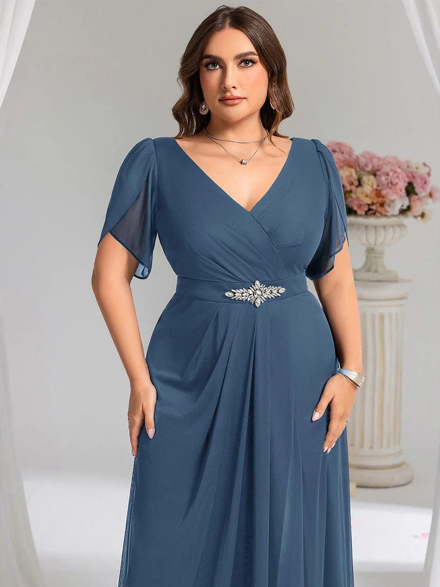 ever NOAH|Rhinestone Embellished Chiffon Ruffle Sleeve Mother of the Bride Dress - Image 18