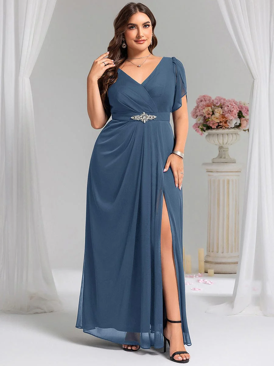 ever NOAH|Rhinestone Embellished Chiffon Ruffle Sleeve Mother of the Bride Dress - Image 20