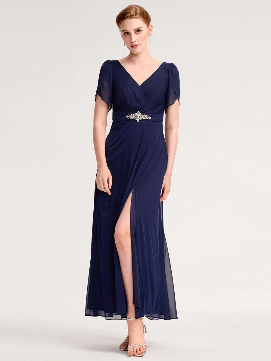 ever NOAH|Rhinestone Embellished Chiffon Ruffle Sleeve Mother of the Bride Dress - Image 21