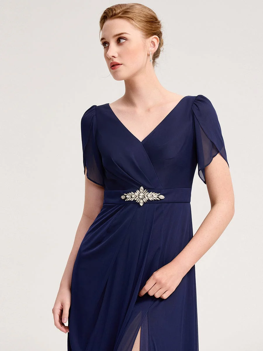 ever NOAH|Rhinestone Embellished Chiffon Ruffle Sleeve Mother of the Bride Dress - Image 23