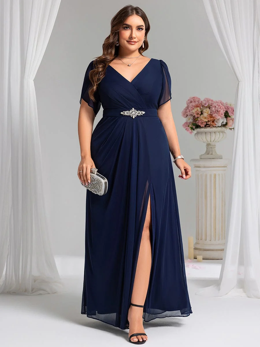 ever NOAH|Rhinestone Embellished Chiffon Ruffle Sleeve Mother of the Bride Dress - Image 26