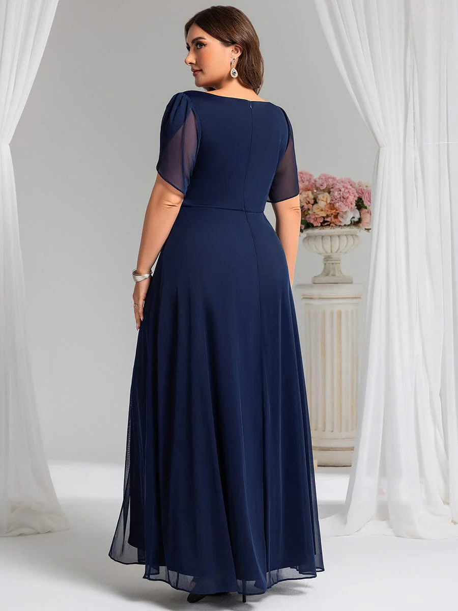 ever NOAH|Rhinestone Embellished Chiffon Ruffle Sleeve Mother of the Bride Dress - Image 27
