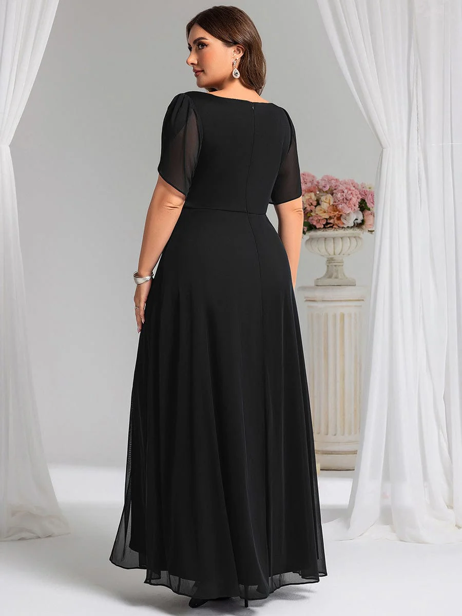 ever NOAH|Rhinestone Embellished Chiffon Ruffle Sleeve Mother of the Bride Dress - Image 7