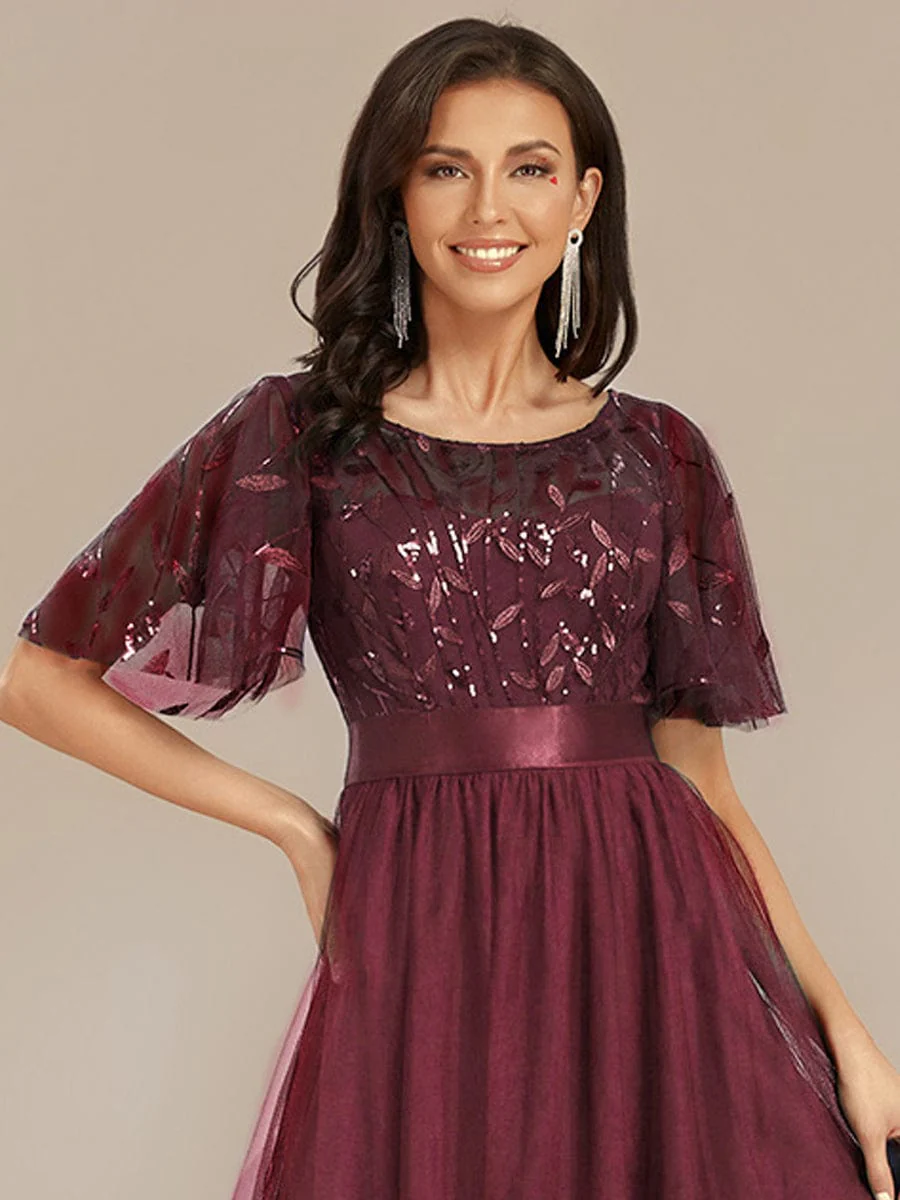 ever TAYLOR|Designer Sequined Leaf Midi Evening Dress - Image 13