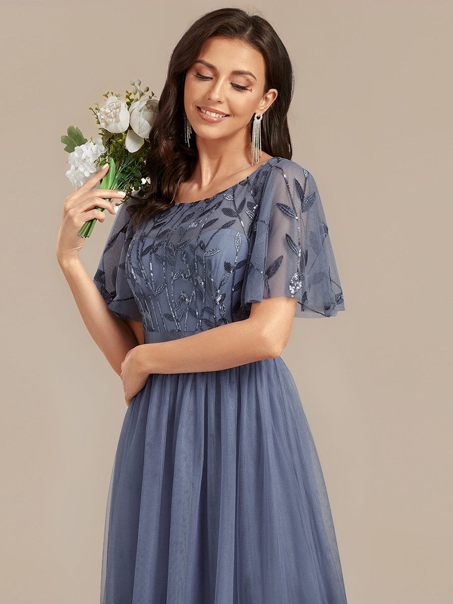 ever TAYLOR|Designer Sequined Leaf Midi Evening Dress - Image 39