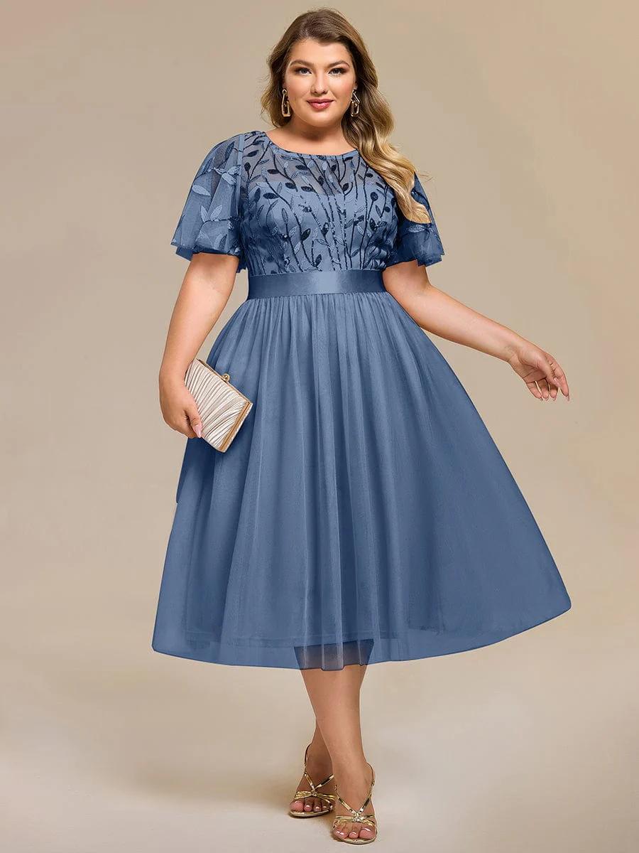 ever TAYLOR|Designer Sequined Leaf Midi Evening Dress - Image 42