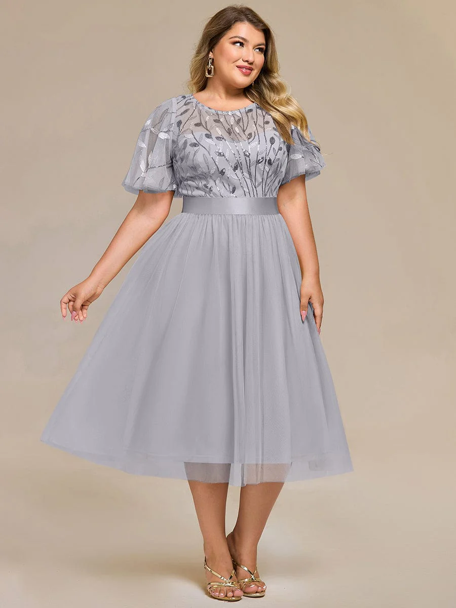 ever TAYLOR|Designer Sequined Leaf Midi Evening Dress - Image 48