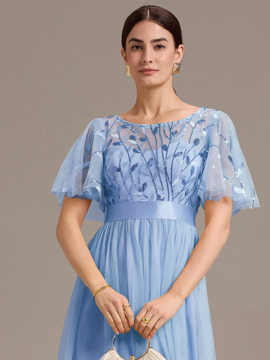 ever TAYLOR|Designer Sequined Leaf Midi Evening Dress - Image 5