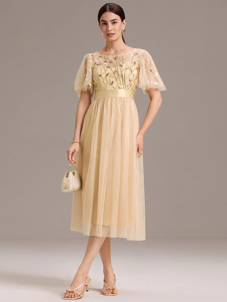 ever TAYLOR|Designer Sequined Leaf Midi Evening Dress - Image 78