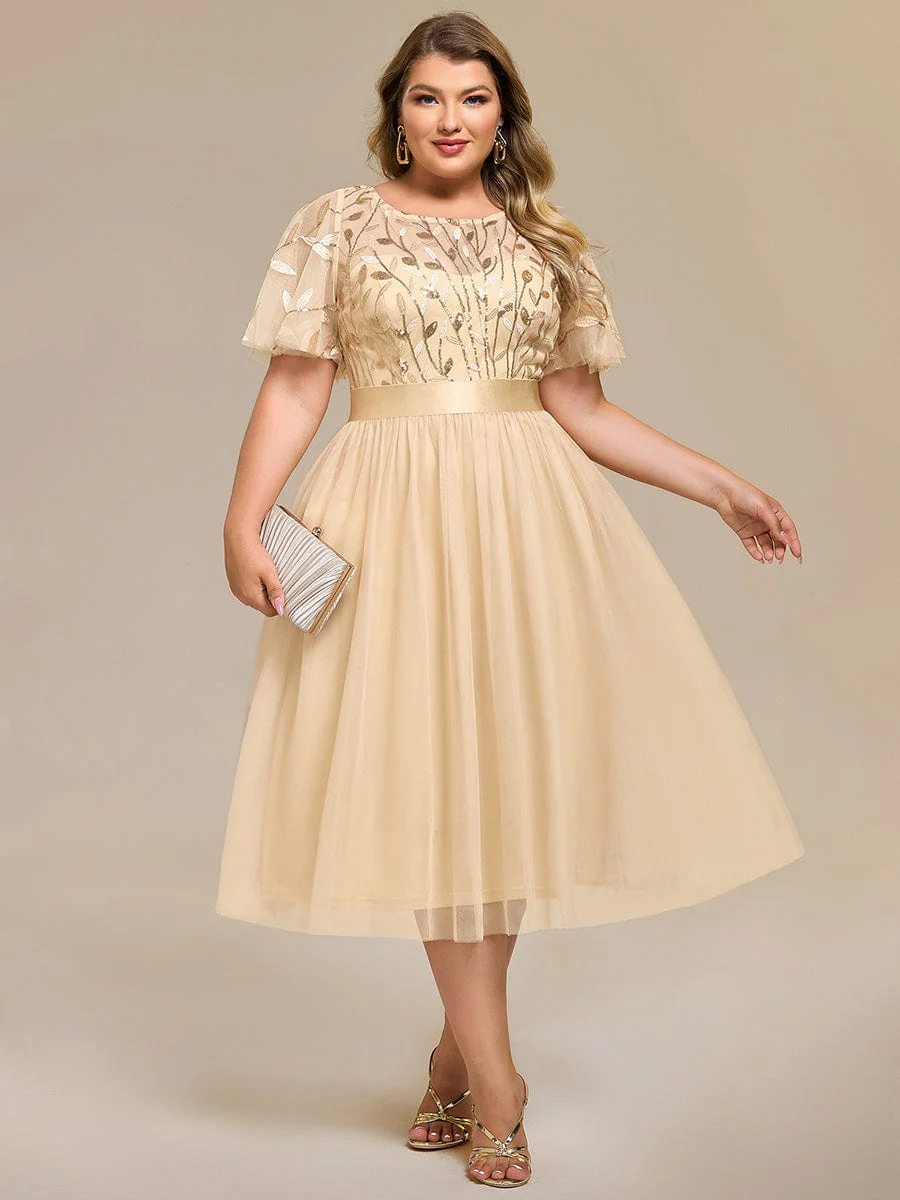 ever TAYLOR|Designer Sequined Leaf Midi Evening Dress - Image 80