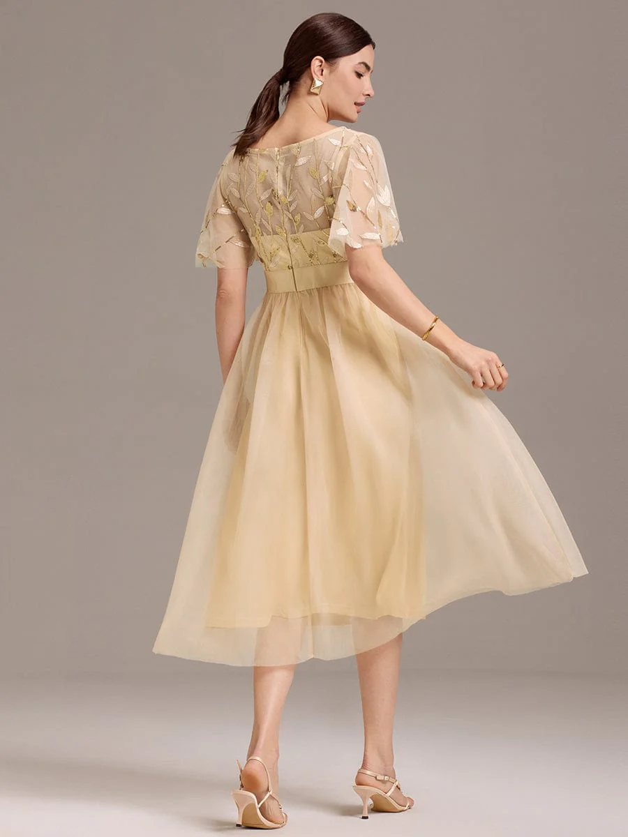 ever TAYLOR|Designer Sequined Leaf Midi Evening Dress - Image 9