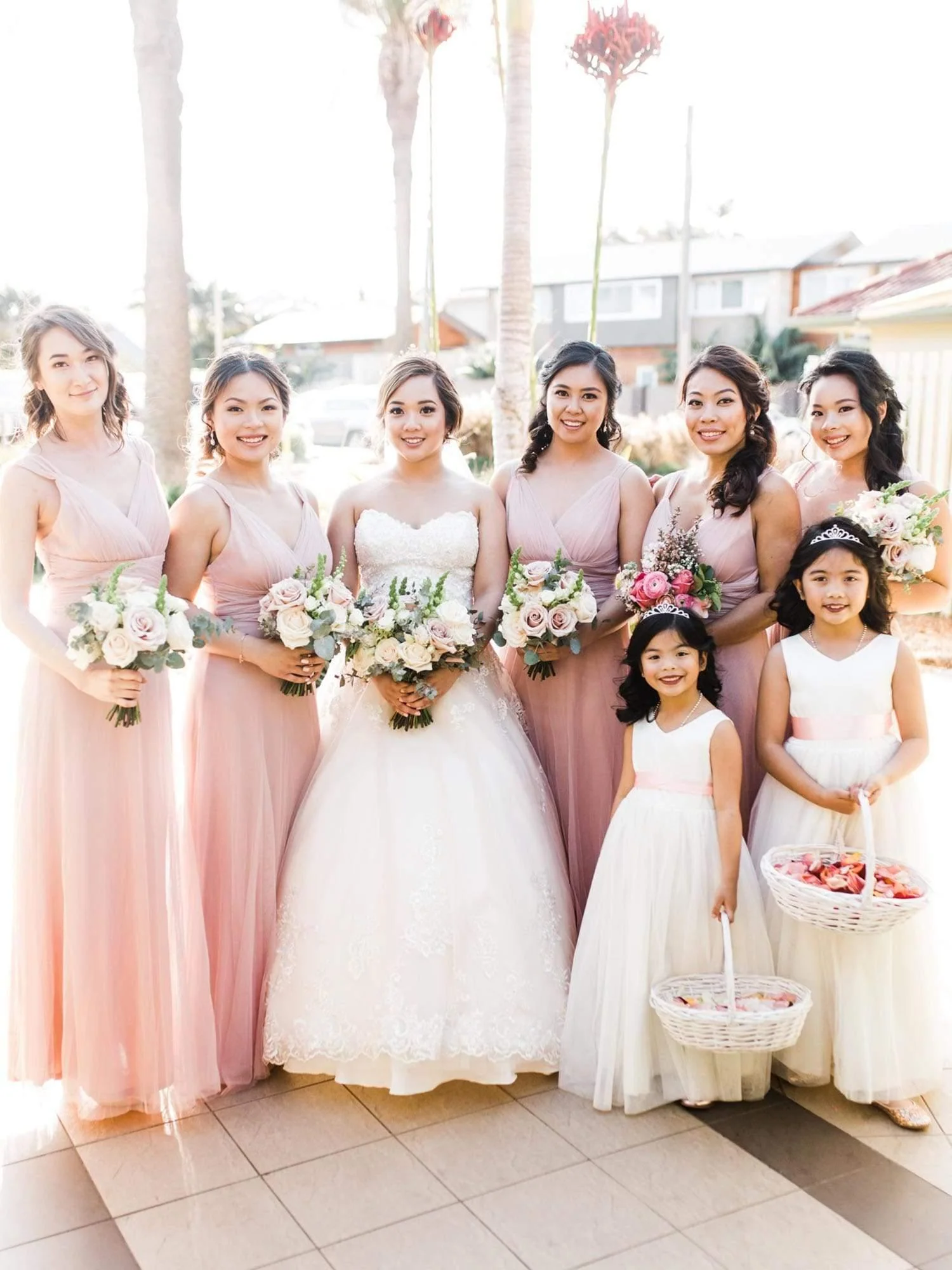 Floor Length Double V Neck Tulle Bridesmaid Dresses - Image 7