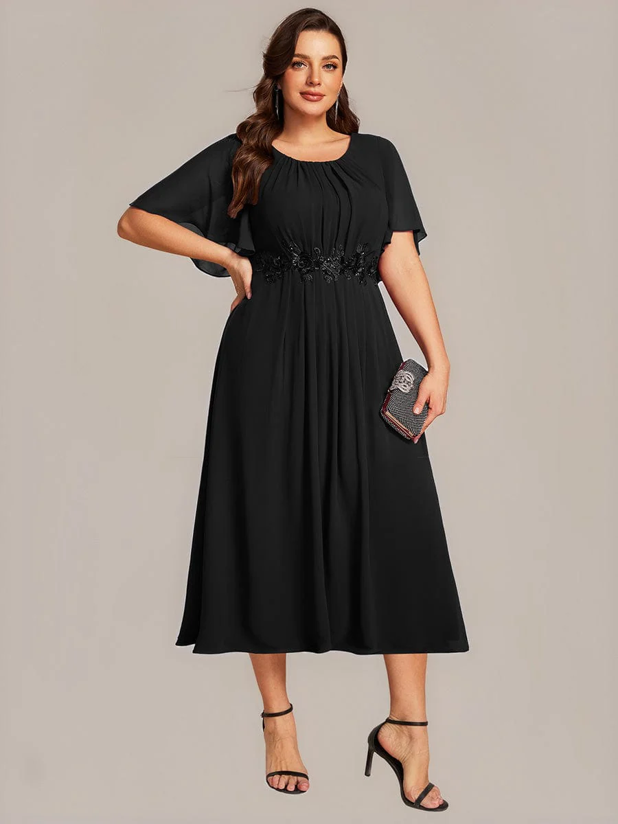ever PORTIA|Applique Chiffon Ruffle Sleeve Evening Dress - Image 10
