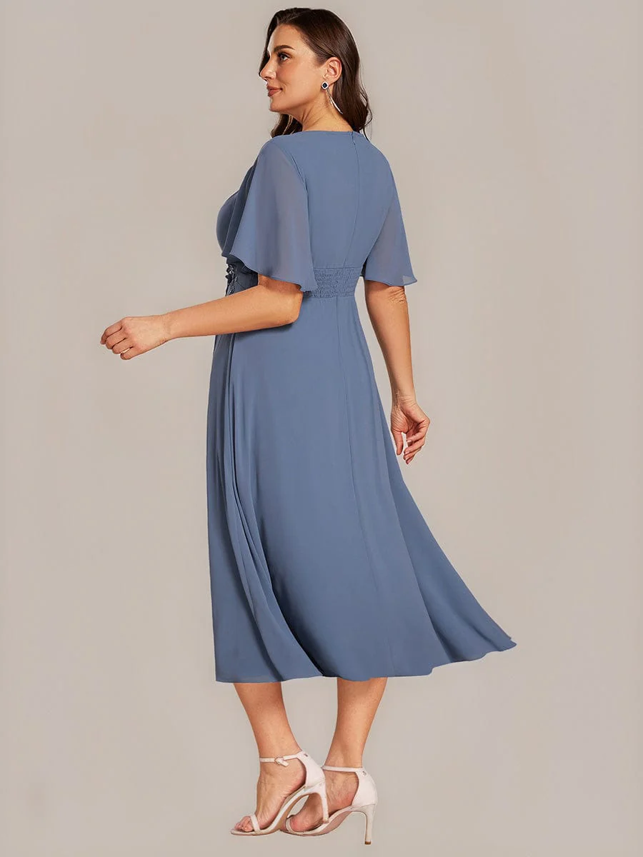 ever PORTIA|Applique Chiffon Ruffle Sleeve Evening Dress - Image 27