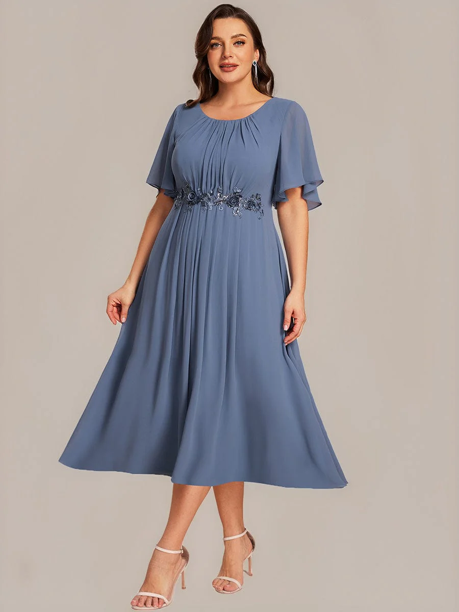 ever PORTIA|Applique Chiffon Ruffle Sleeve Evening Dress - Image 29