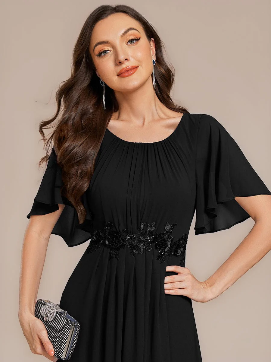 ever PORTIA|Applique Chiffon Ruffle Sleeve Evening Dress - Image 3