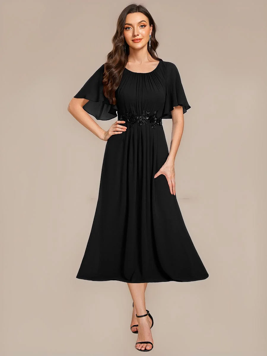 ever PORTIA|Applique Chiffon Ruffle Sleeve Evening Dress - Image 5