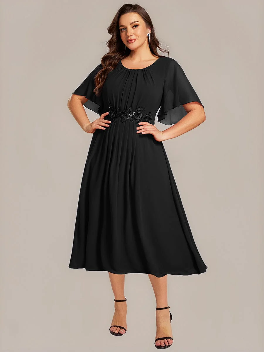 ever PORTIA|Applique Chiffon Ruffle Sleeve Evening Dress - Image 6