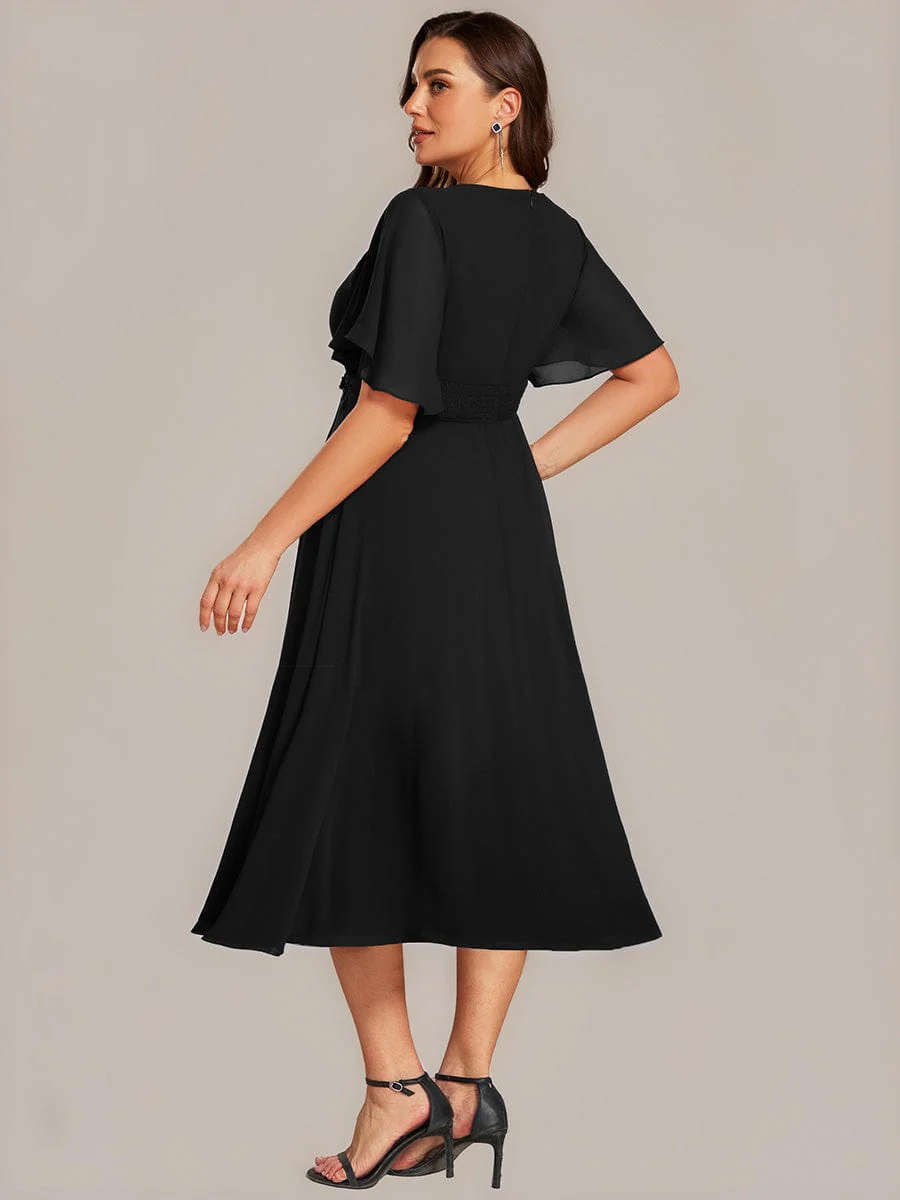 ever PORTIA|Applique Chiffon Ruffle Sleeve Evening Dress - Image 7