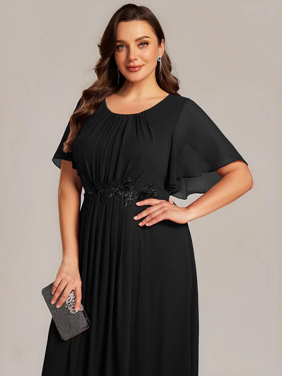 ever PORTIA|Applique Chiffon Ruffle Sleeve Evening Dress - Image 8
