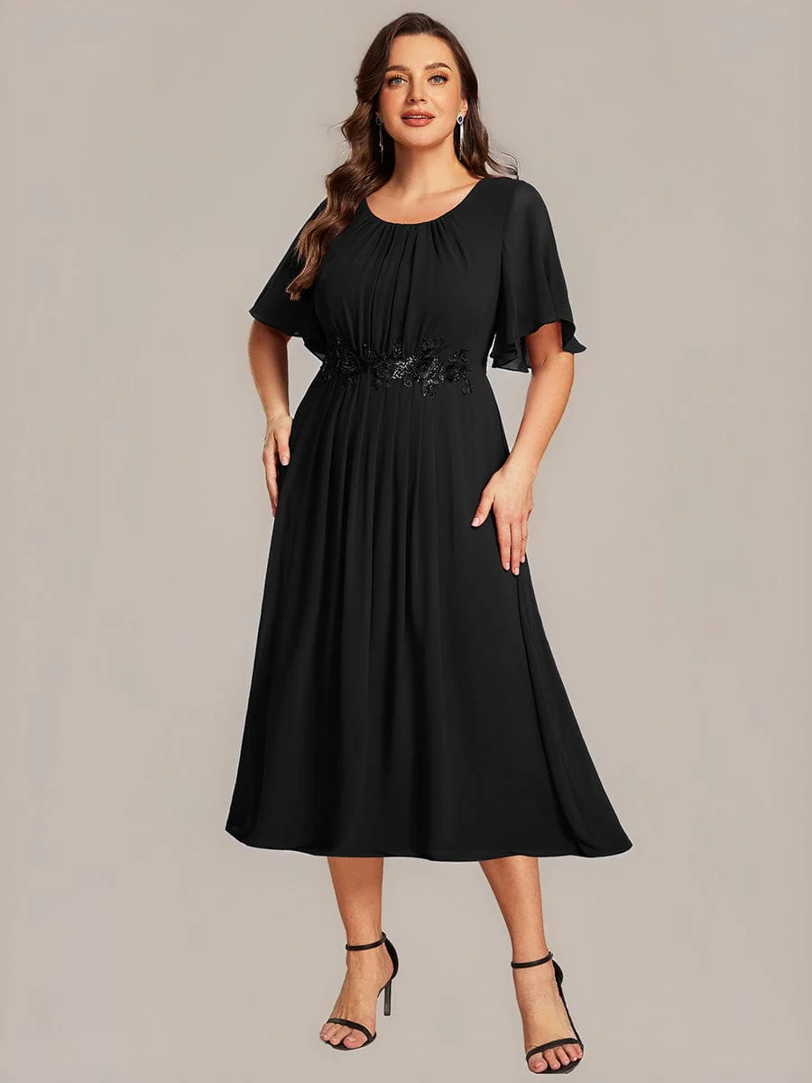 ever PORTIA|Applique Chiffon Ruffle Sleeve Evening Dress - Image 9