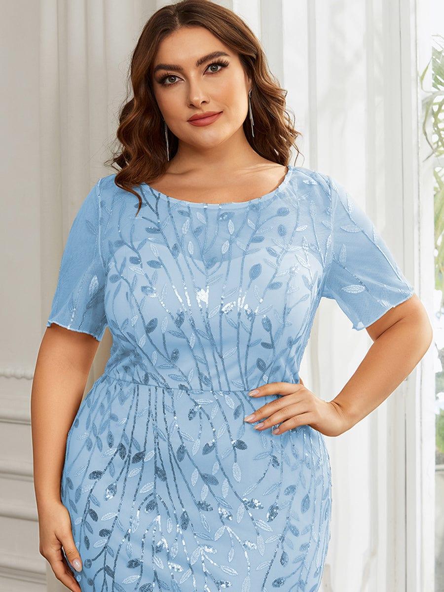 ever JADEN|Sequin Leaf Maxi Long Fishtail Tulle Prom Dresses With Half Sleeves - Image 71