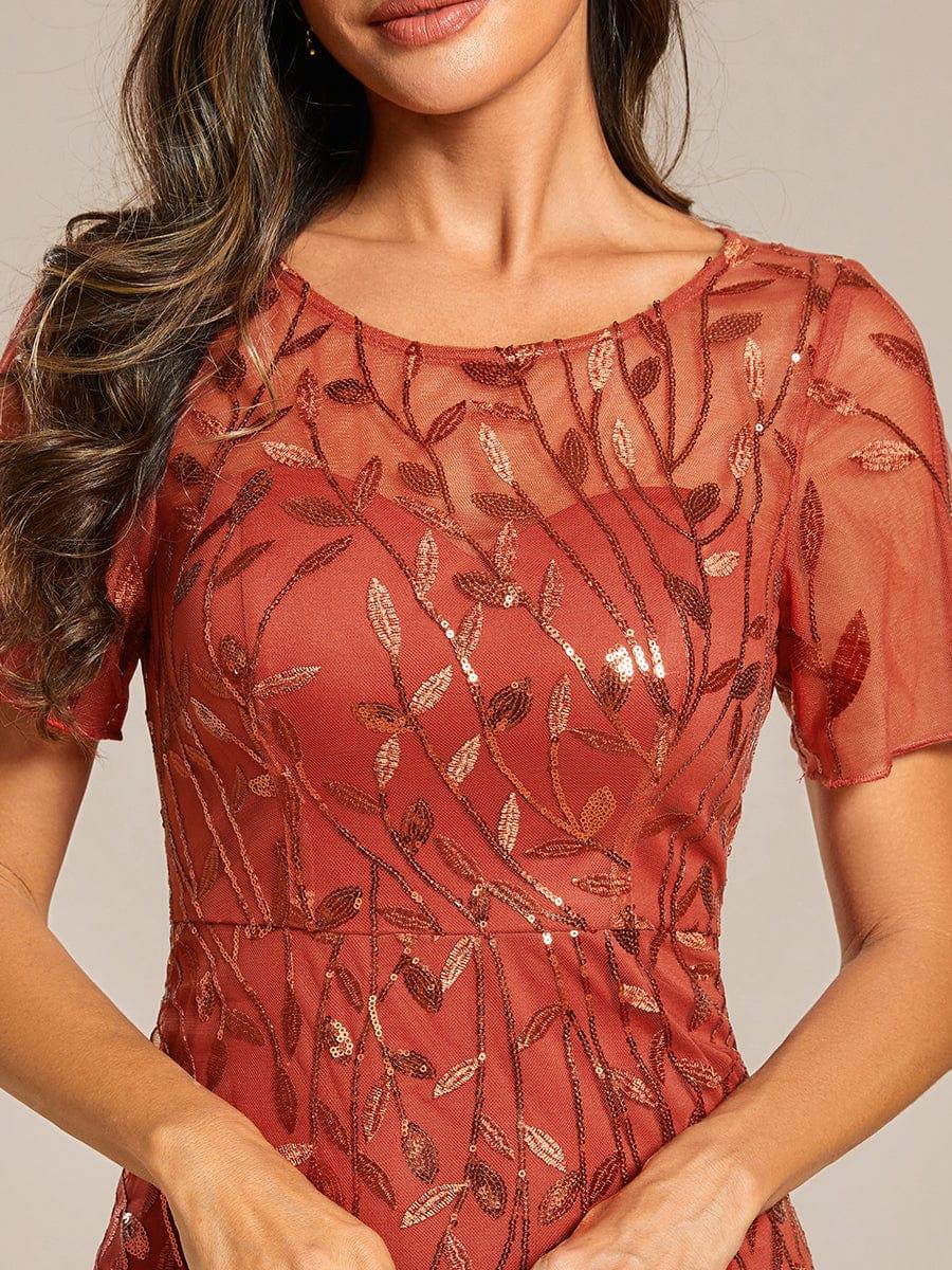 ever JADEN|Sequin Leaf Maxi Long Fishtail Tulle Prom Dresses With Half Sleeves - Image 72