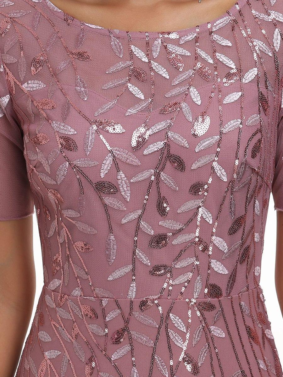 ever JADEN|Sequin Leaf Maxi Long Fishtail Tulle Prom Dress With Half Sleeve - Image 3