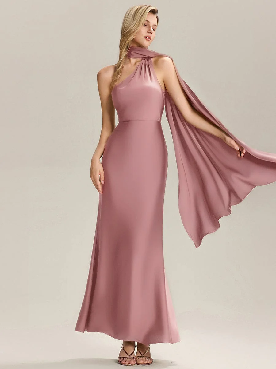 ever SYLVARA|Satin Maxi Bridesmaid Dress with Scarf - Image 10