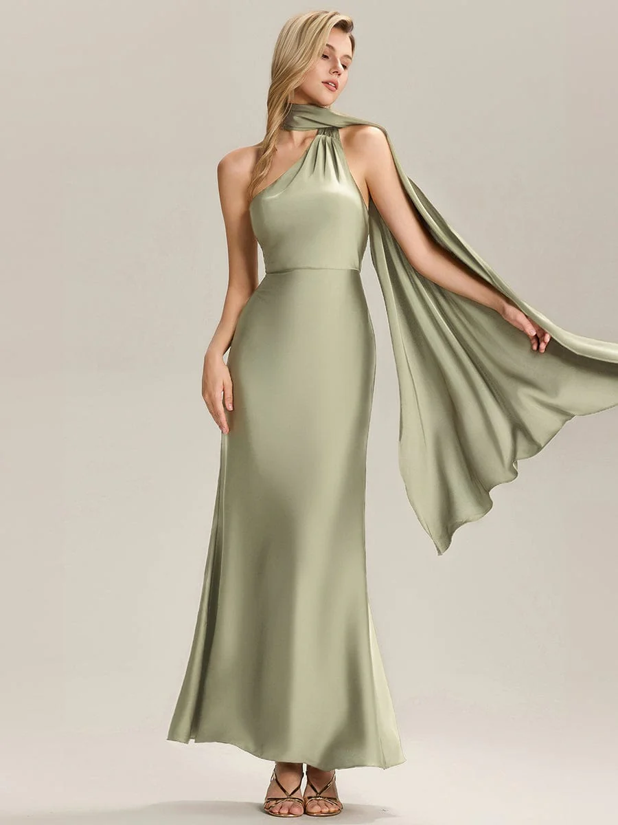 ever SYLVARA|Satin Maxi Bridesmaid Dress with Scarf - Image 12