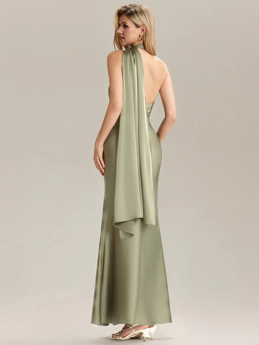 ever SYLVARA|Satin Maxi Bridesmaid Dress with Scarf - Image 13