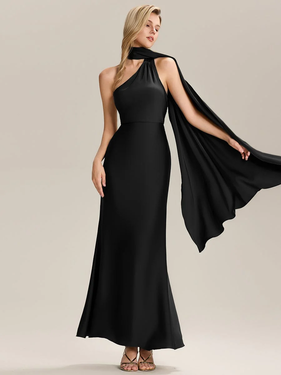 ever SYLVARA|Satin Maxi Bridesmaid Dress with Scarf - Image 6