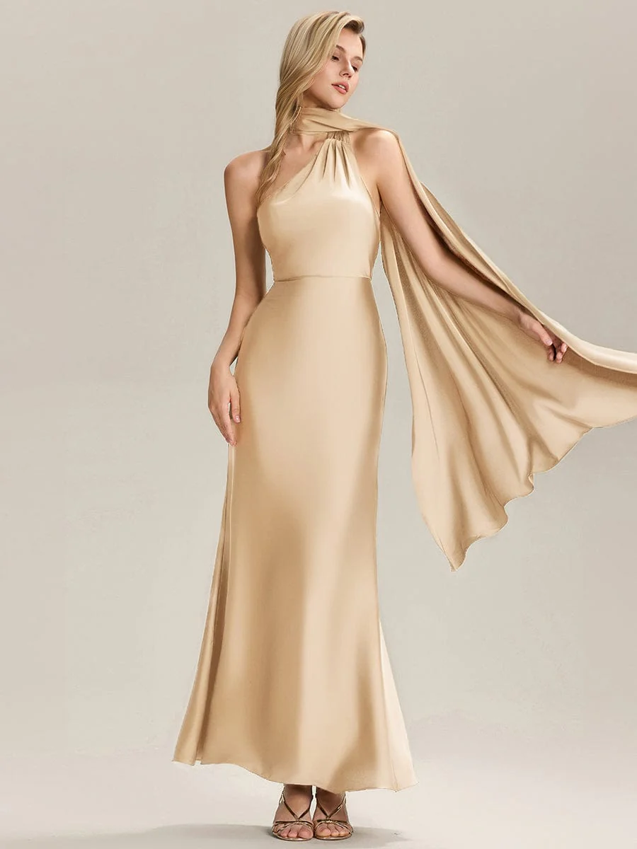 ever SYLVARA|Satin Maxi Bridesmaid Dress with Scarf - Image 8