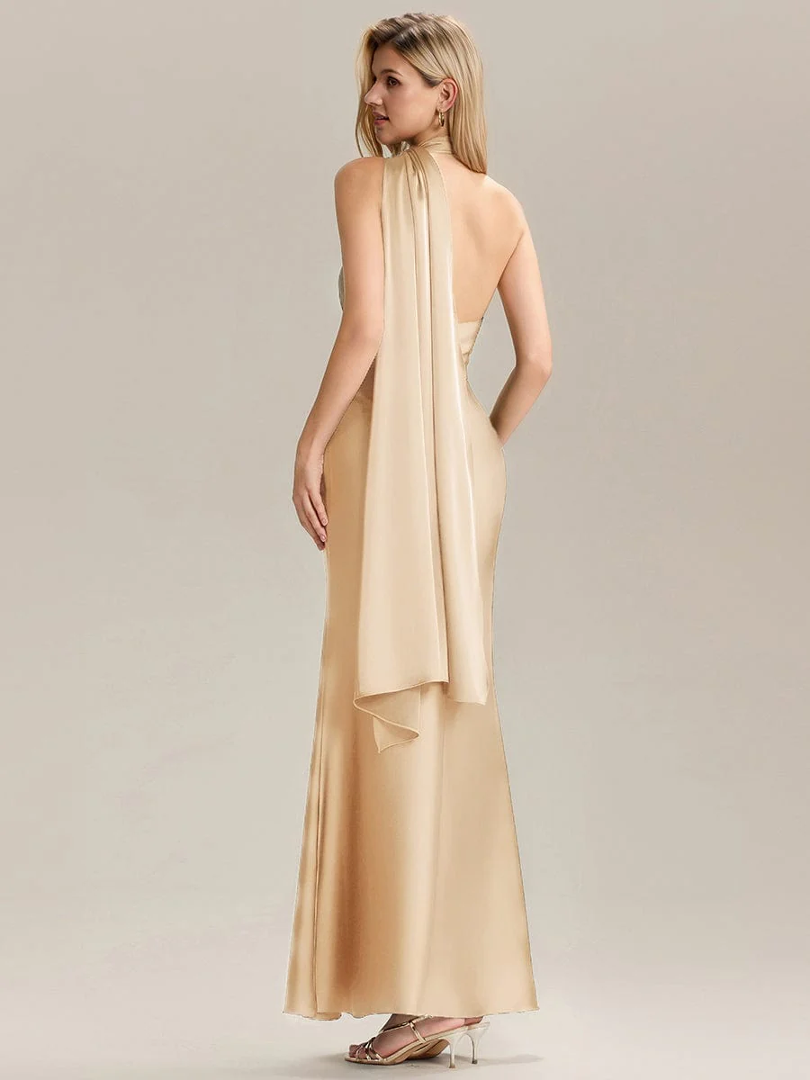 ever SYLVARA|Satin Maxi Bridesmaid Dress with Scarf - Image 9