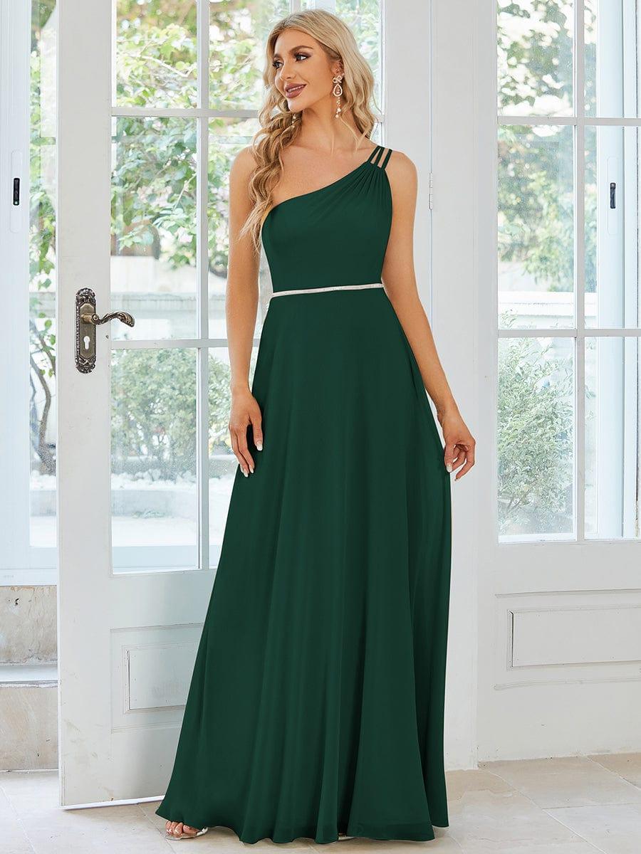 Flowy Chiffon One-Shoulder Bridesmaid Dress with Spaghetti Strap(Final Sale) - Image 17
