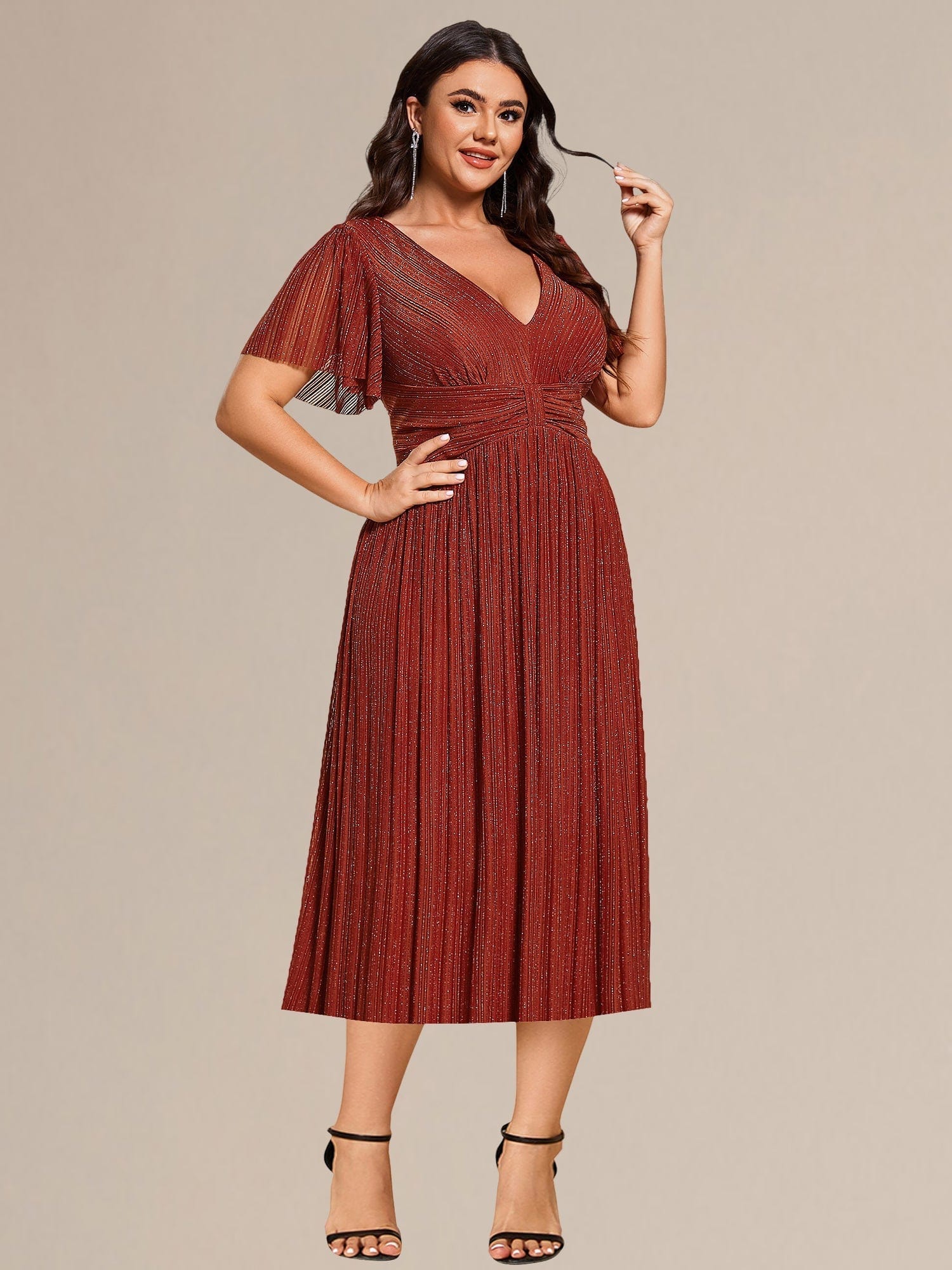 ever QUINN|Glittery Midi Evening Dress - Image 10