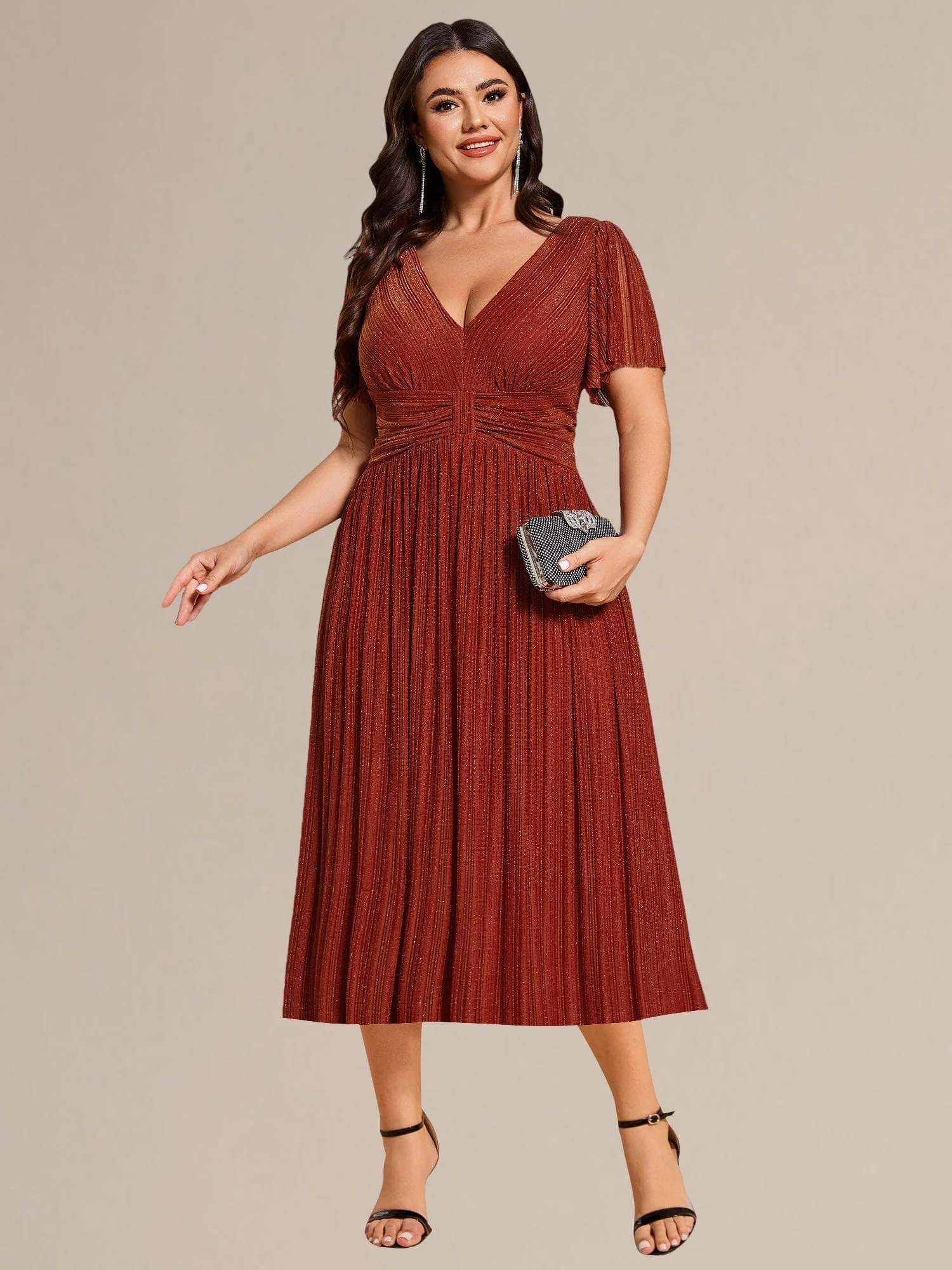 ever QUINN|Glittery Midi Evening Dress - Image 13