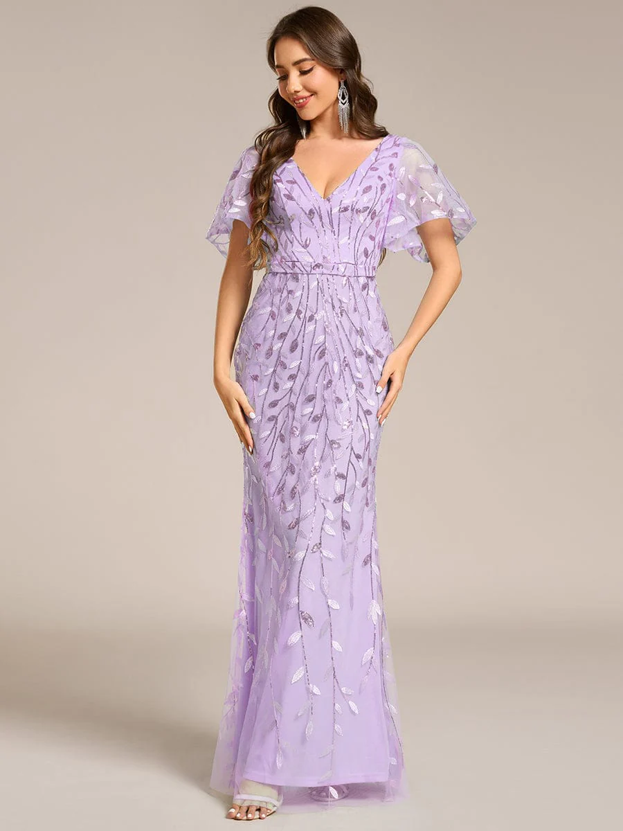 ever DIONE|Gorgeous V Neck Leaf-Sequined Fishtail Mother of the Bride Dress(Final Sale) - Image 100