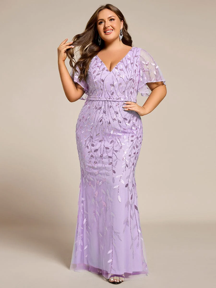 ever DIONE|Gorgeous V Neck Leaf-Sequined Fishtail Mother of the Bride Dress(Final Sale) - Image 105